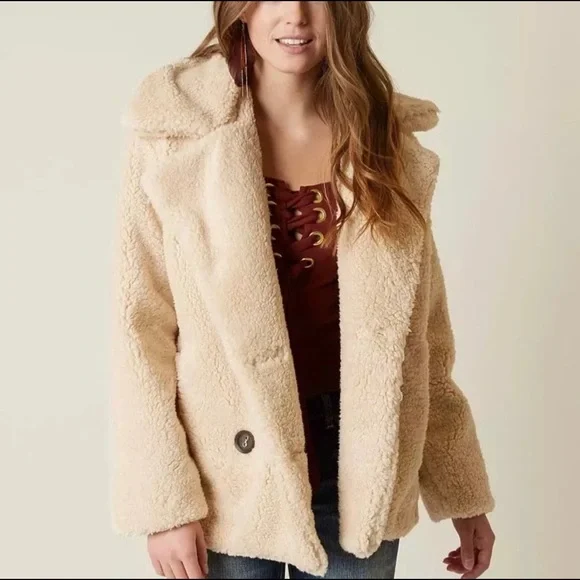 Free people tan teddy coat - Picture 1 of 5